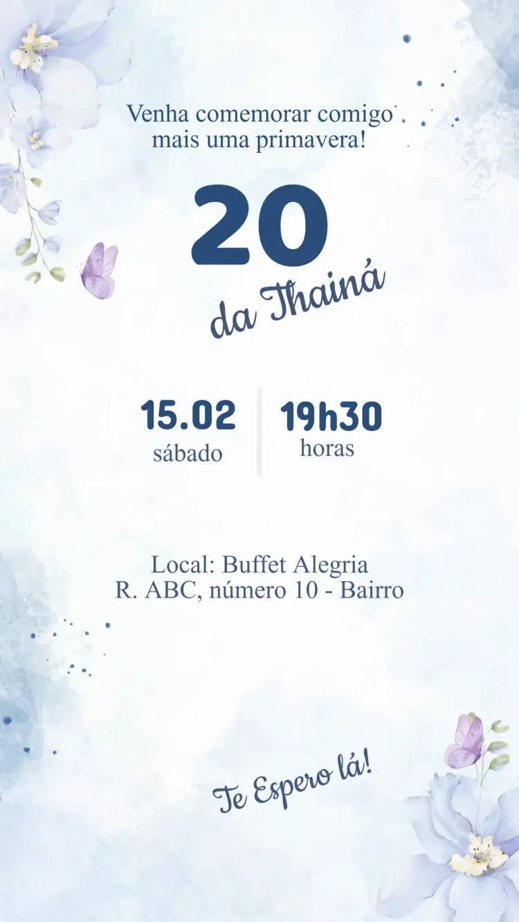 Convite Convite Aniversário Adulto Jardim – tema Aniversário floral, elegante, moderno, natural, colorido, boho