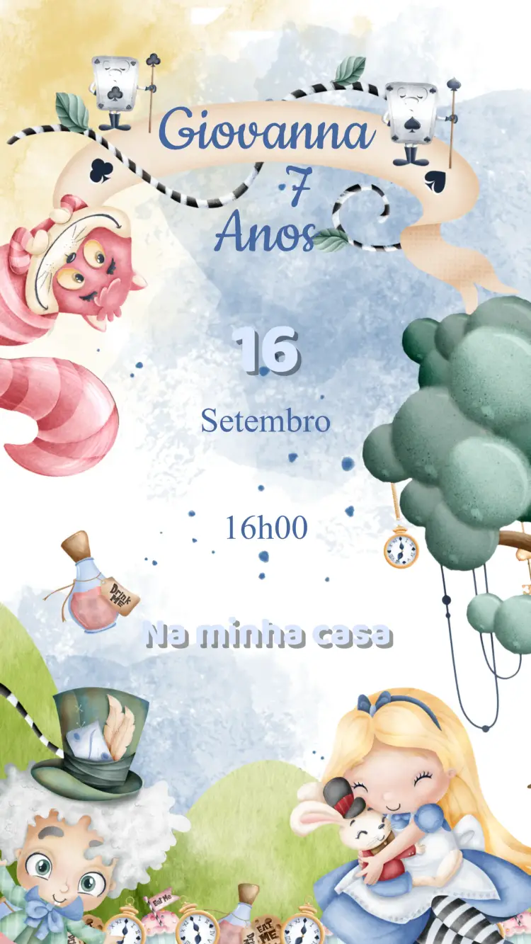 Convite Aniversário Alice no País das Maravilhas