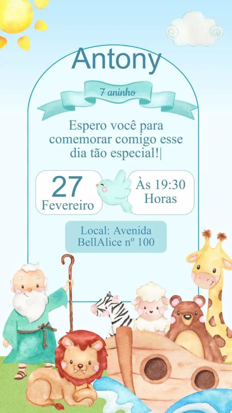 Convite Aniversário Arca da Noé