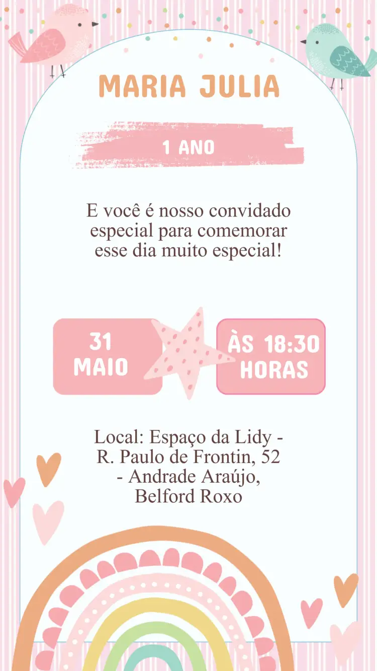 Convite Aniversário Arco Íris