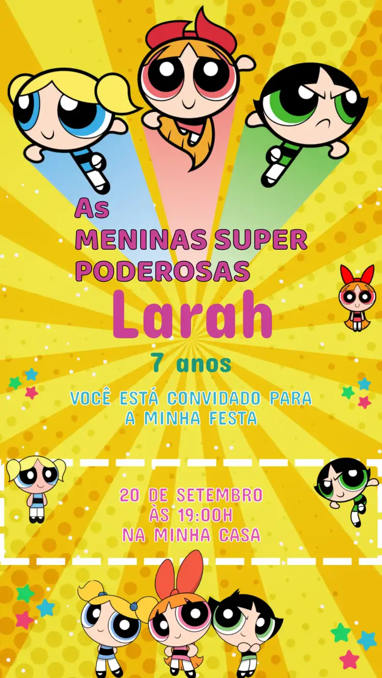 Convite Aniversário As meninas super poderosos