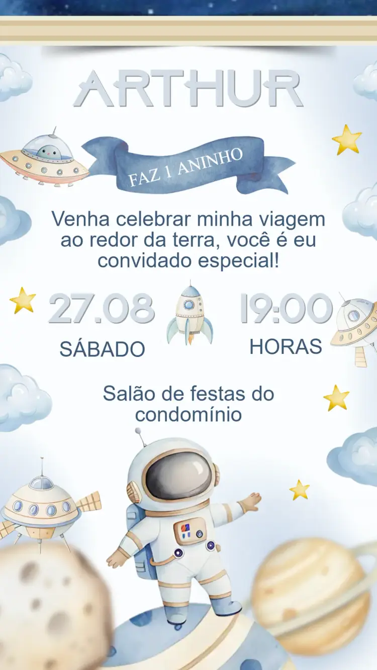 Convite Aniversário Astronauta