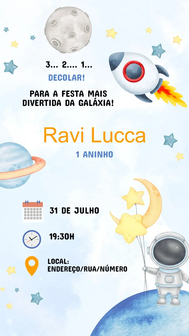 Convite Aniversário Astronauta