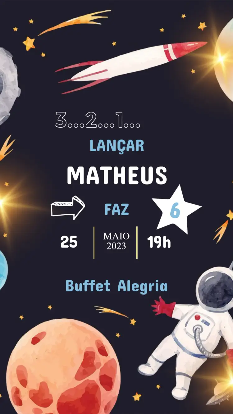 Convite Aniversário Astronauta