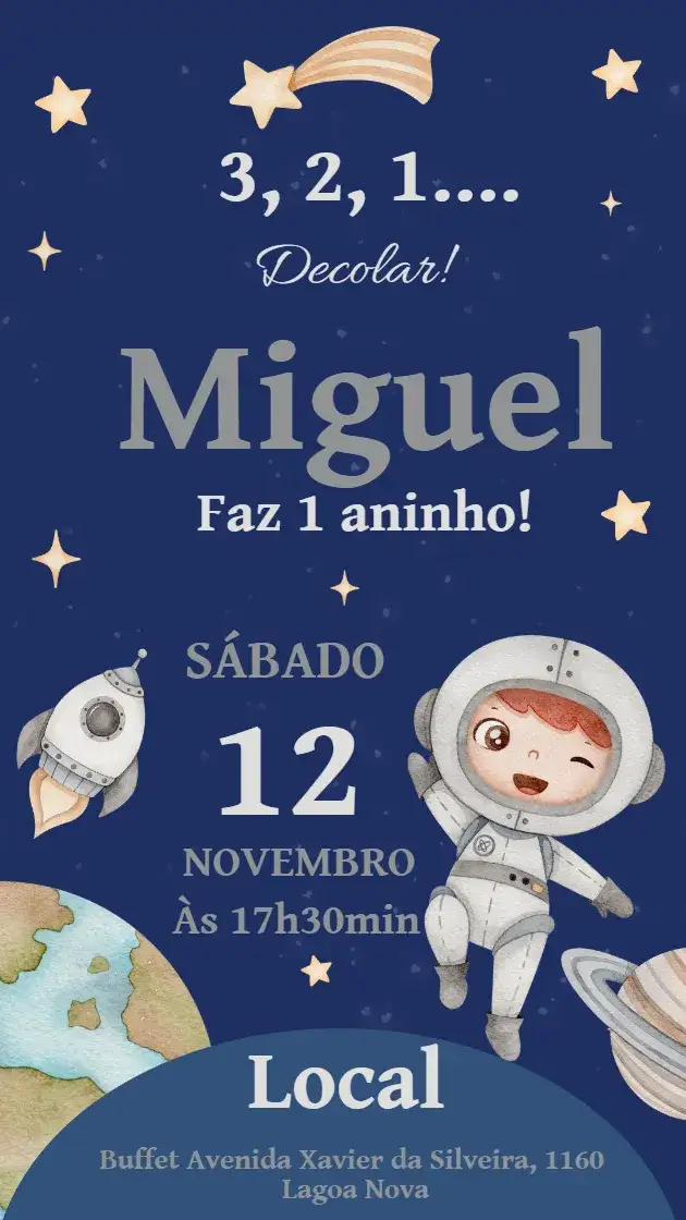 Invitación Cumpleaños Astronauta