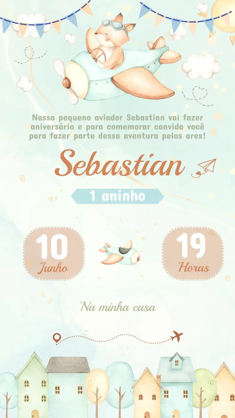 Convite Aniversário Aviador