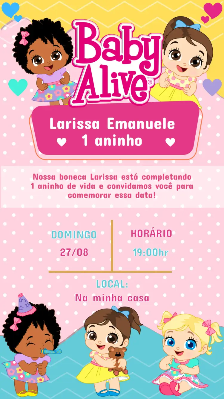 Convite Aniversário Baby Alive