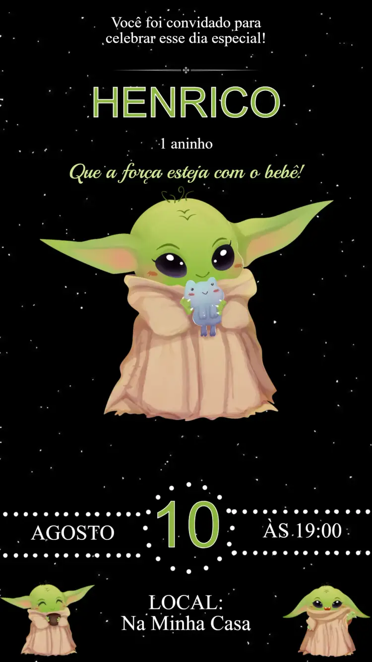 Convite Aniversário Baby Yoda