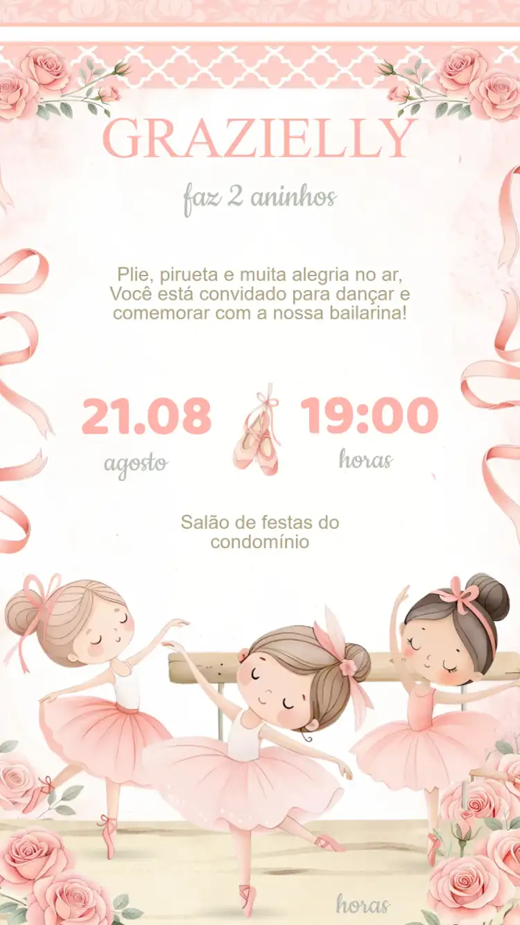 Convite Aniversário Bailarina