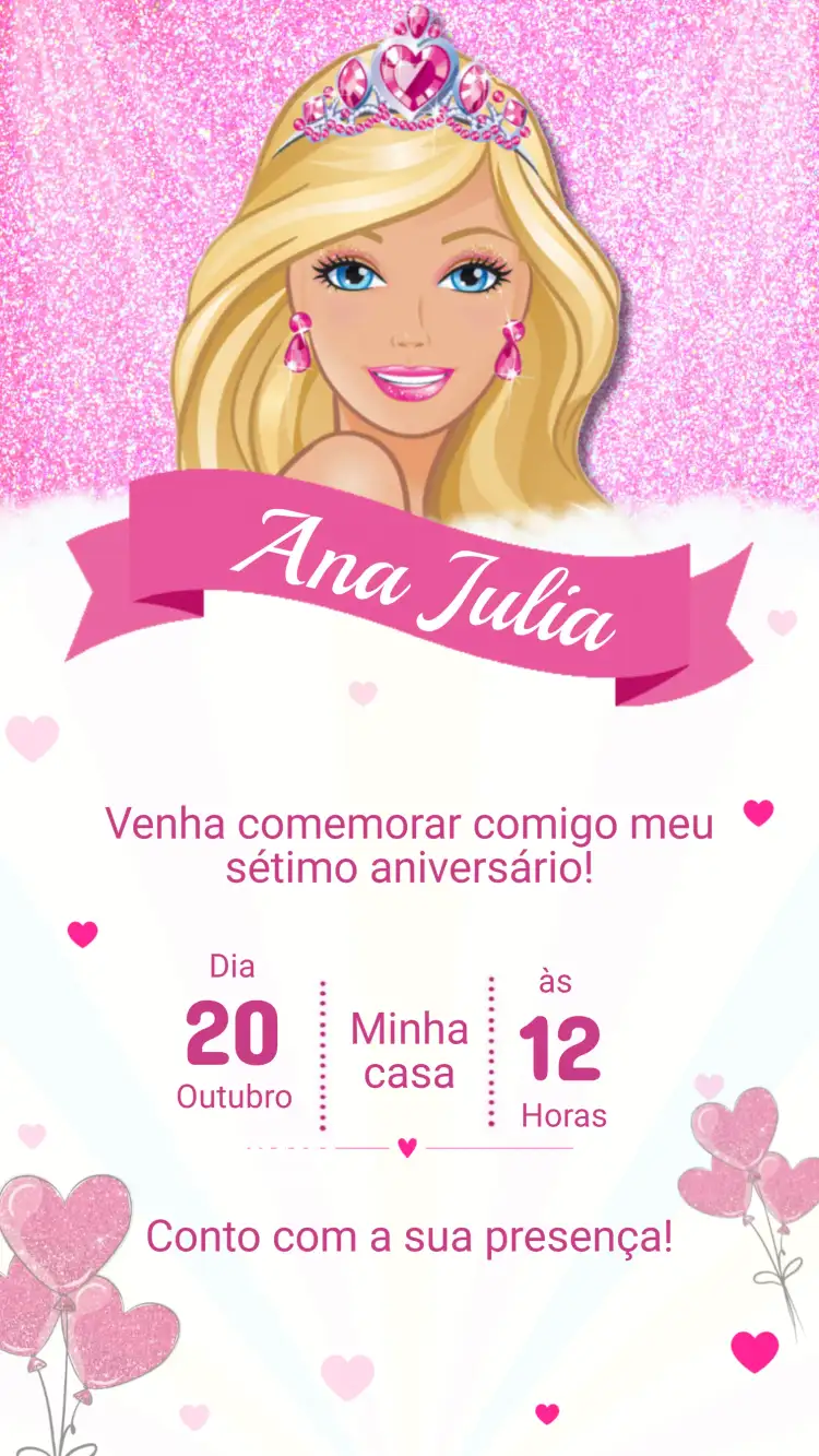 Convite Aniversário BARBIE