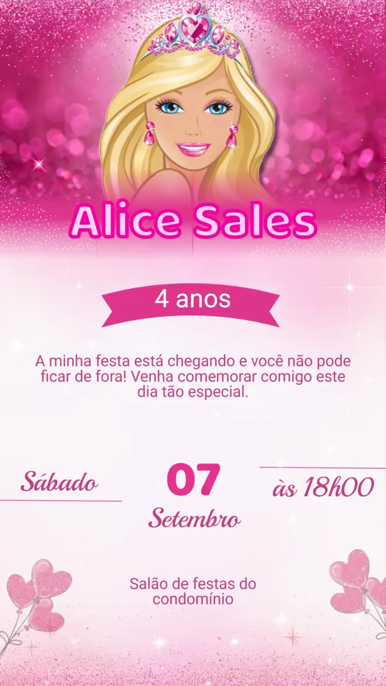 Convite Aniversário BARBIE