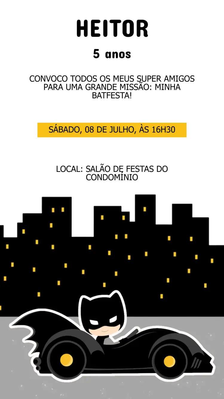 Convite Aniversário Batman