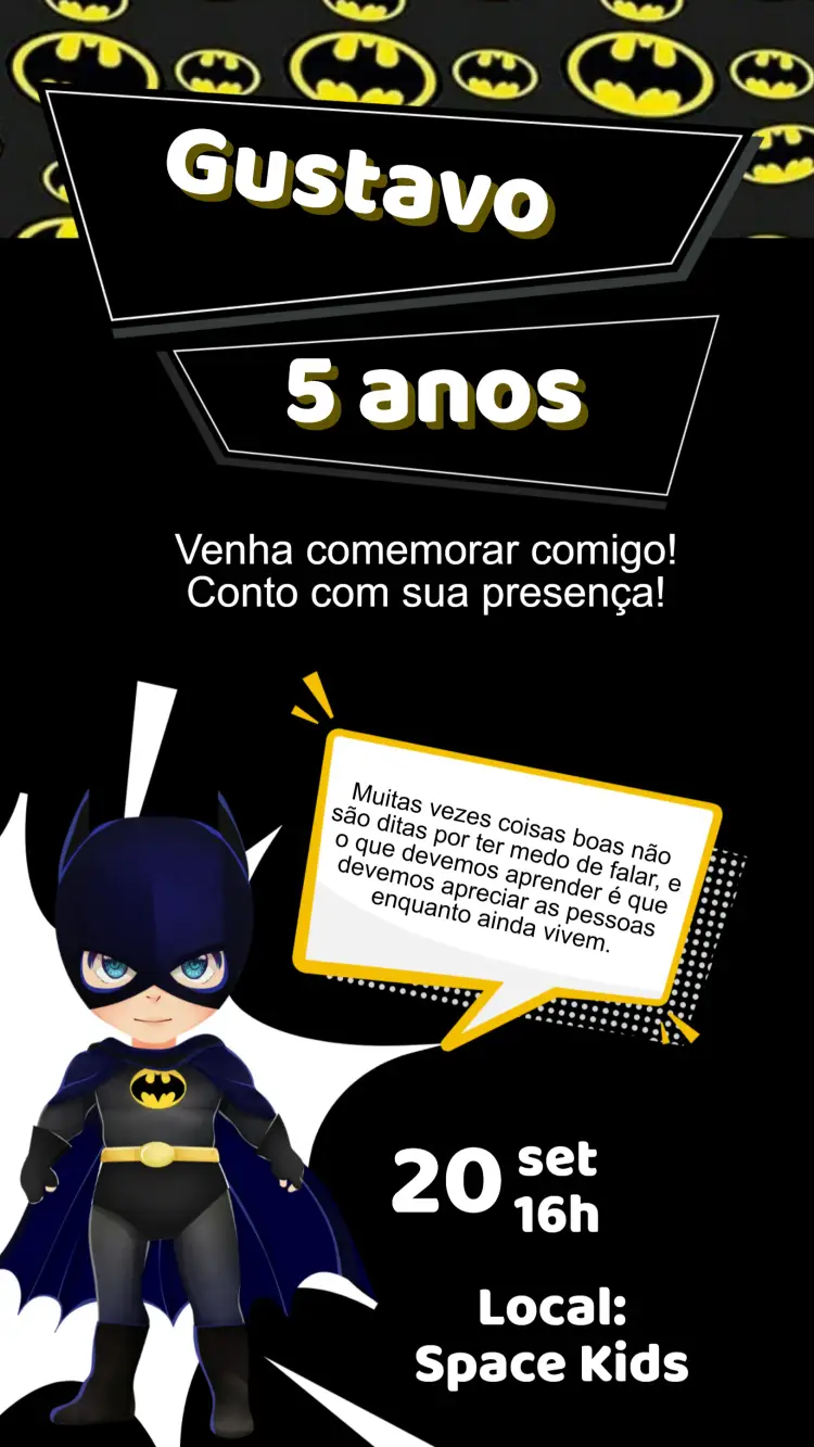 Convite Aniversário Batman