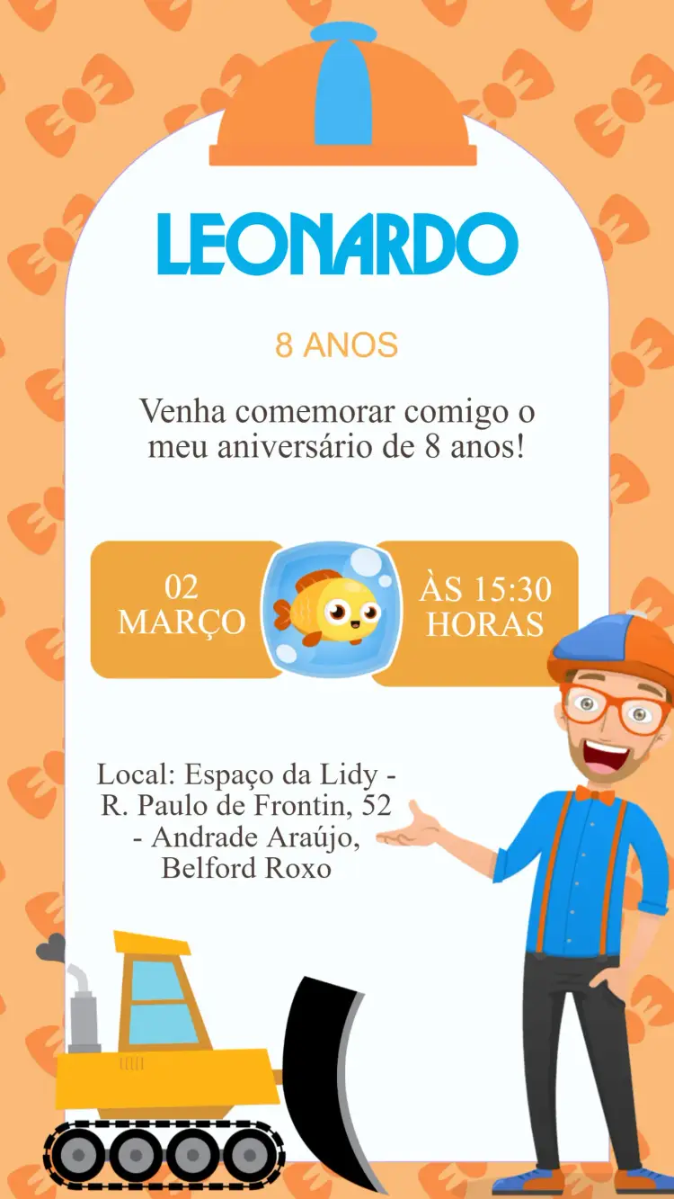 Convite Aniversário Blippi