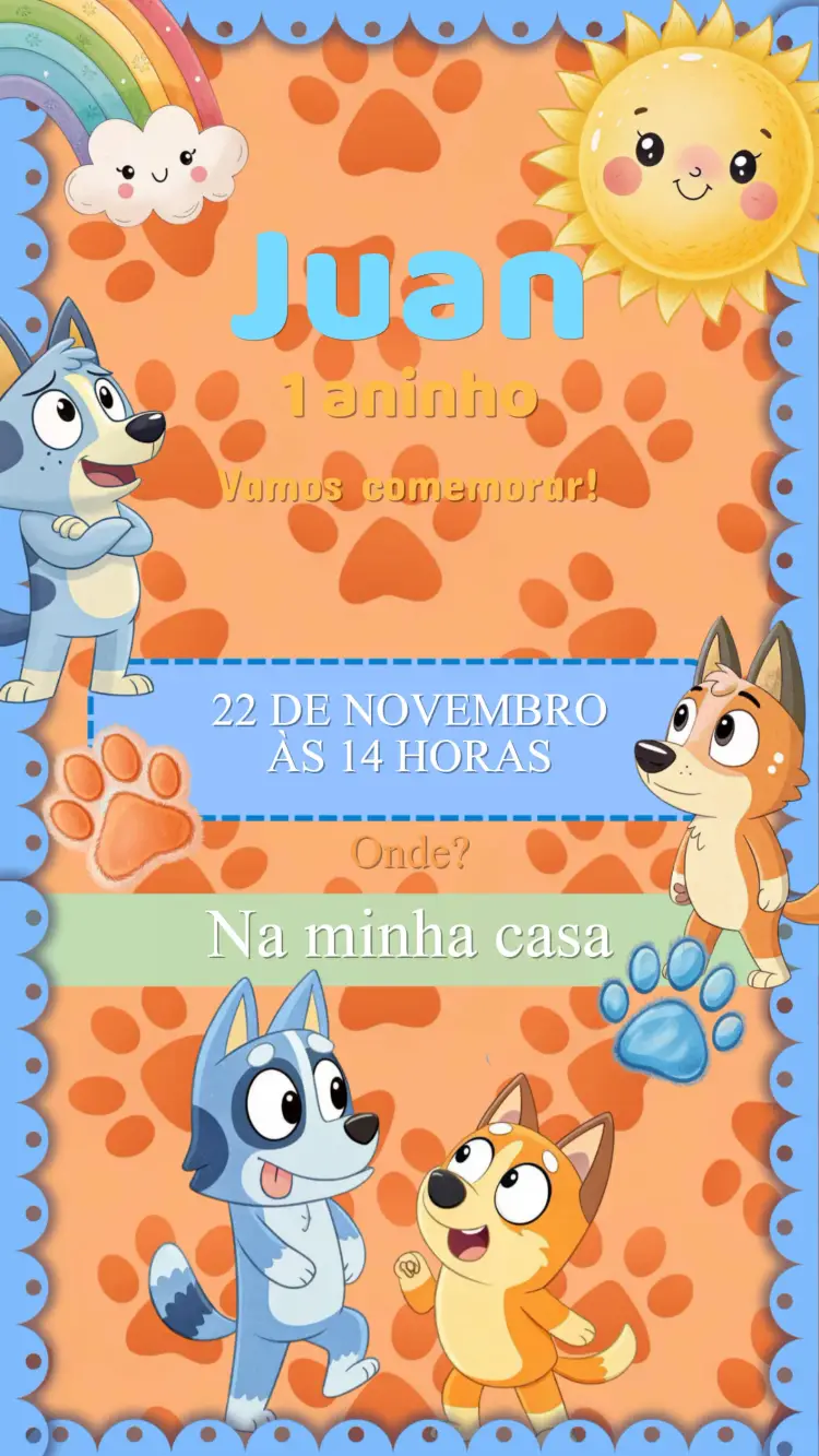 Convite Aniversário Bluey