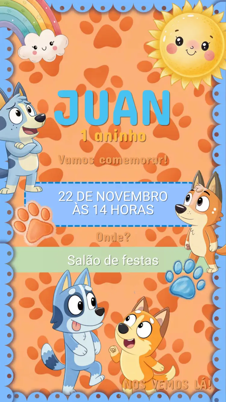 Convite Aniversário Bluey
