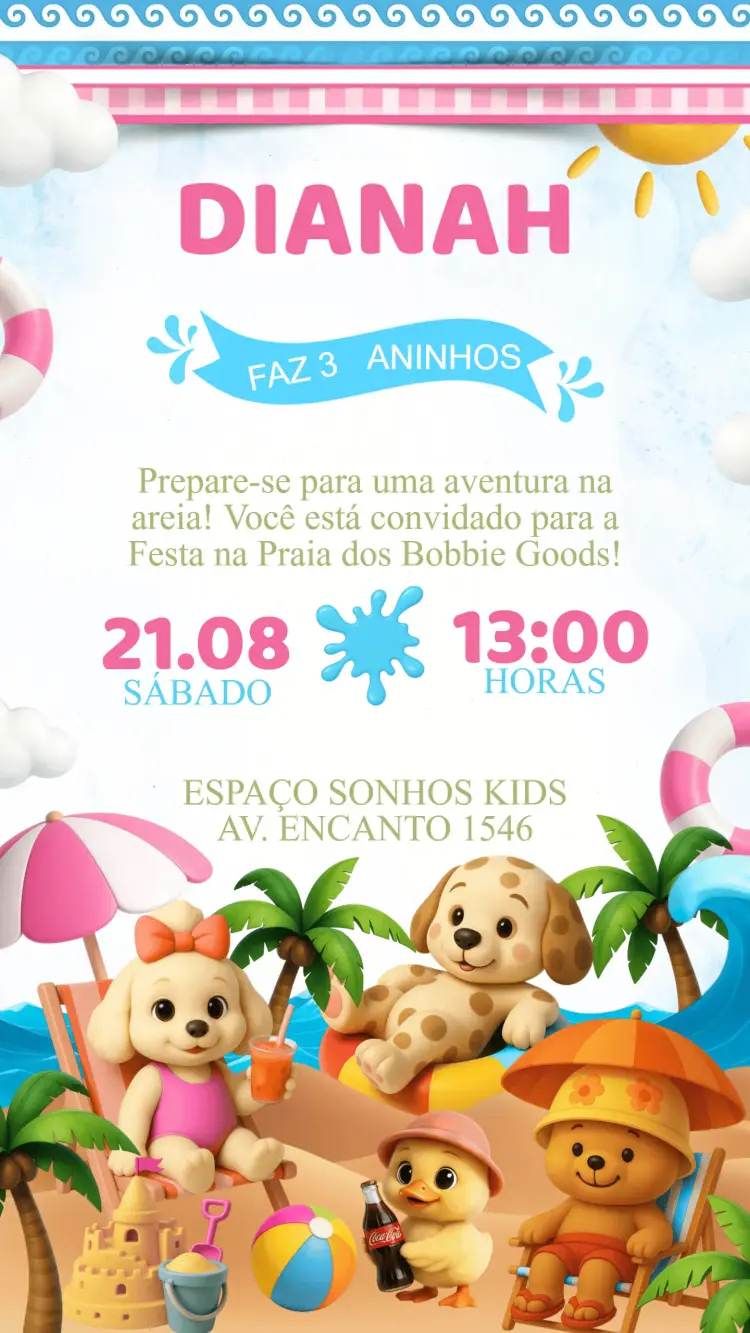 Convite Aniversário Bobbie Goods