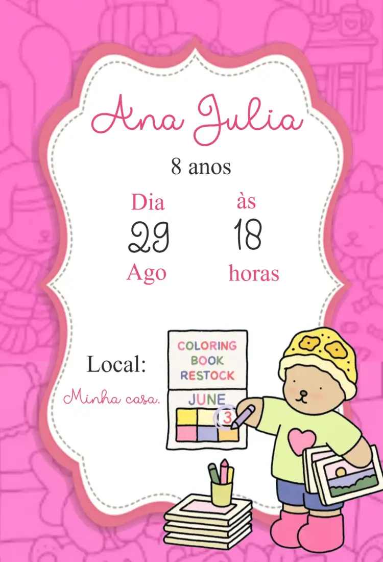 Convite Convite aniversário Bobbie Goods – tema 15 anos moderno, colorido, jovem, divertido, elegante