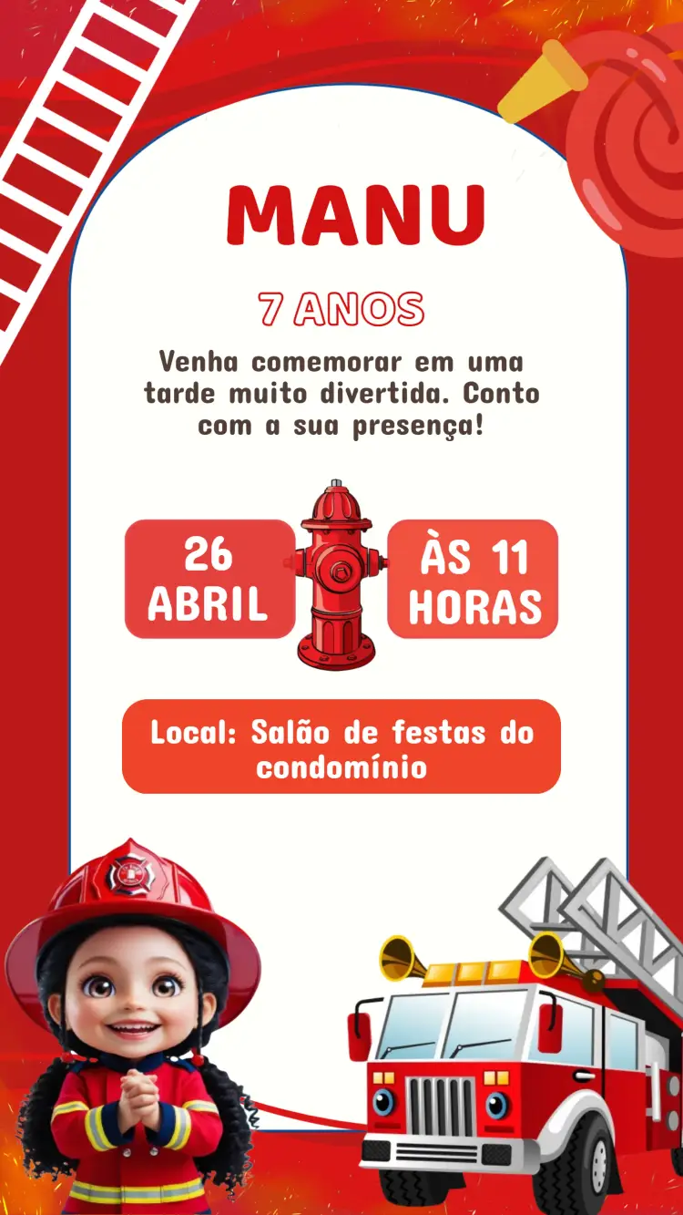 Convite Aniversário Bombeiro