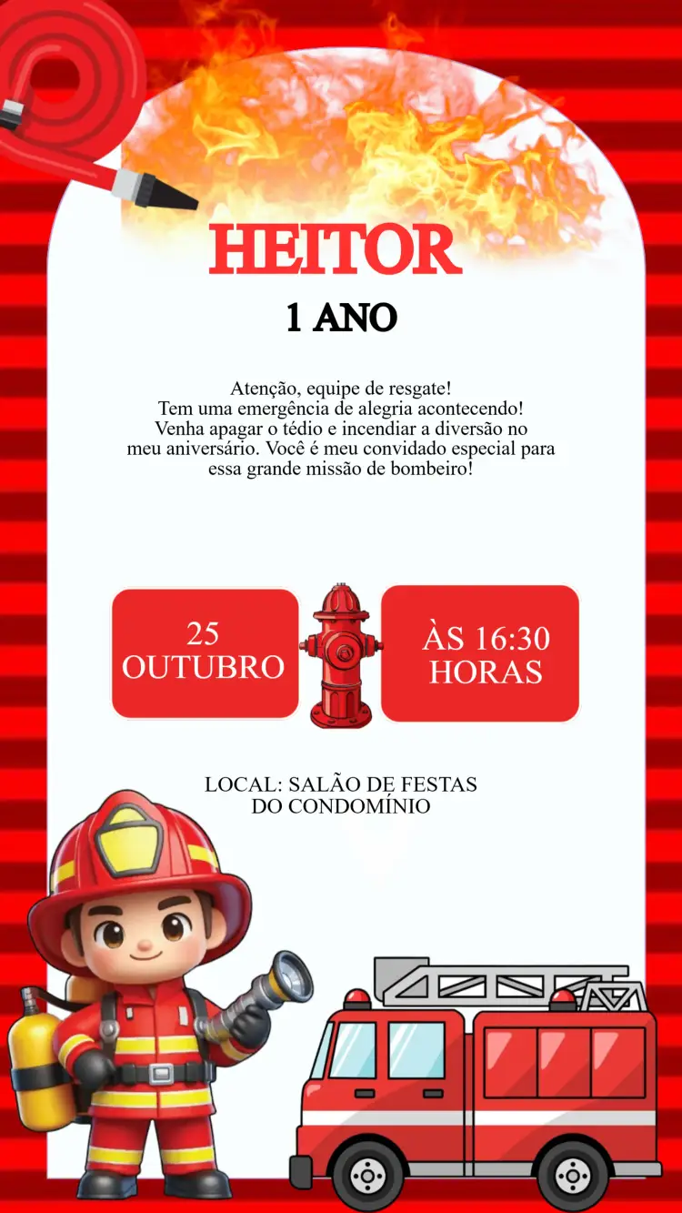 Convite Aniversário Bombeiro