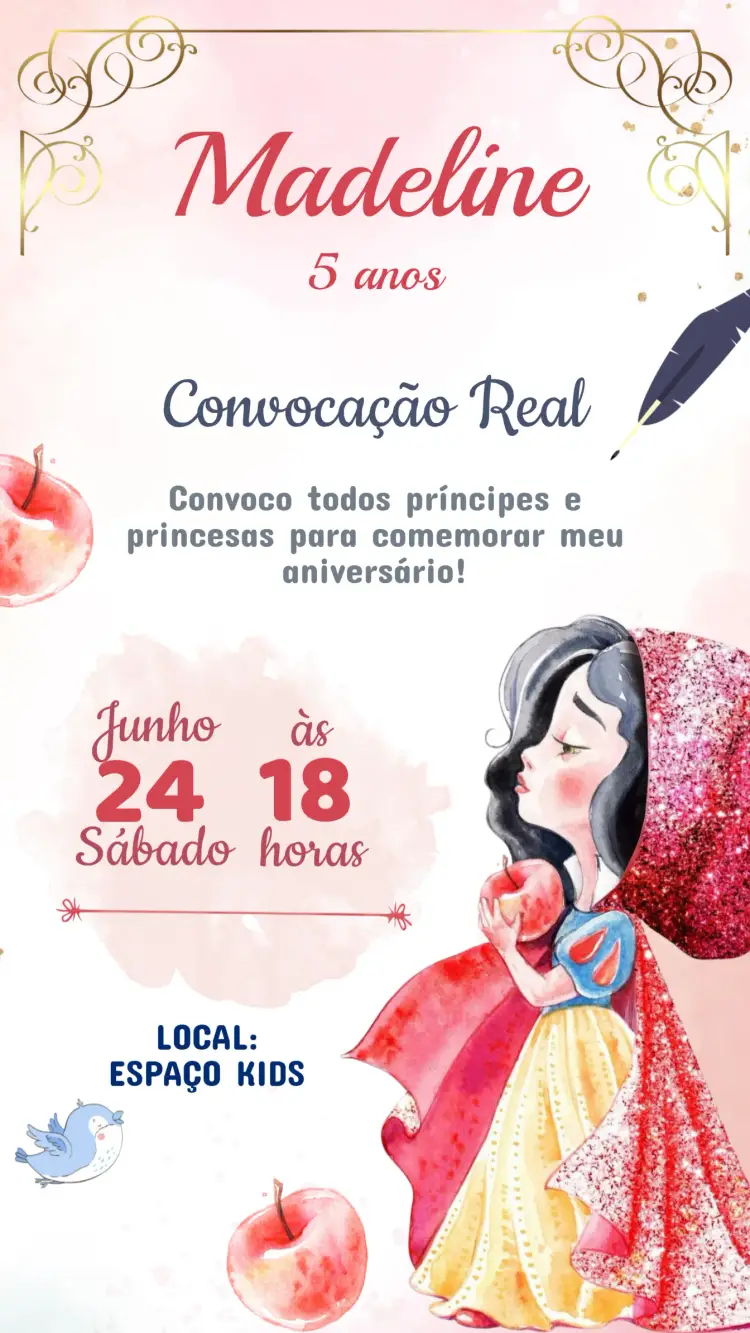 Convite Aniversário Branca de Neve