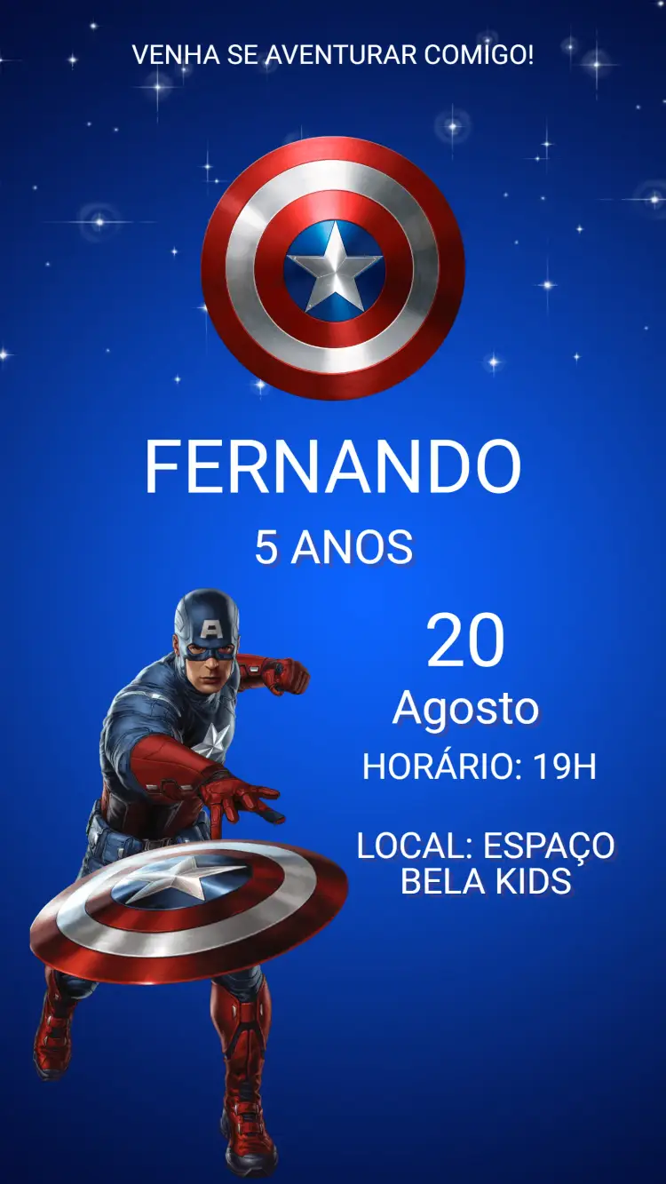 Convite Aniversário Capitão América