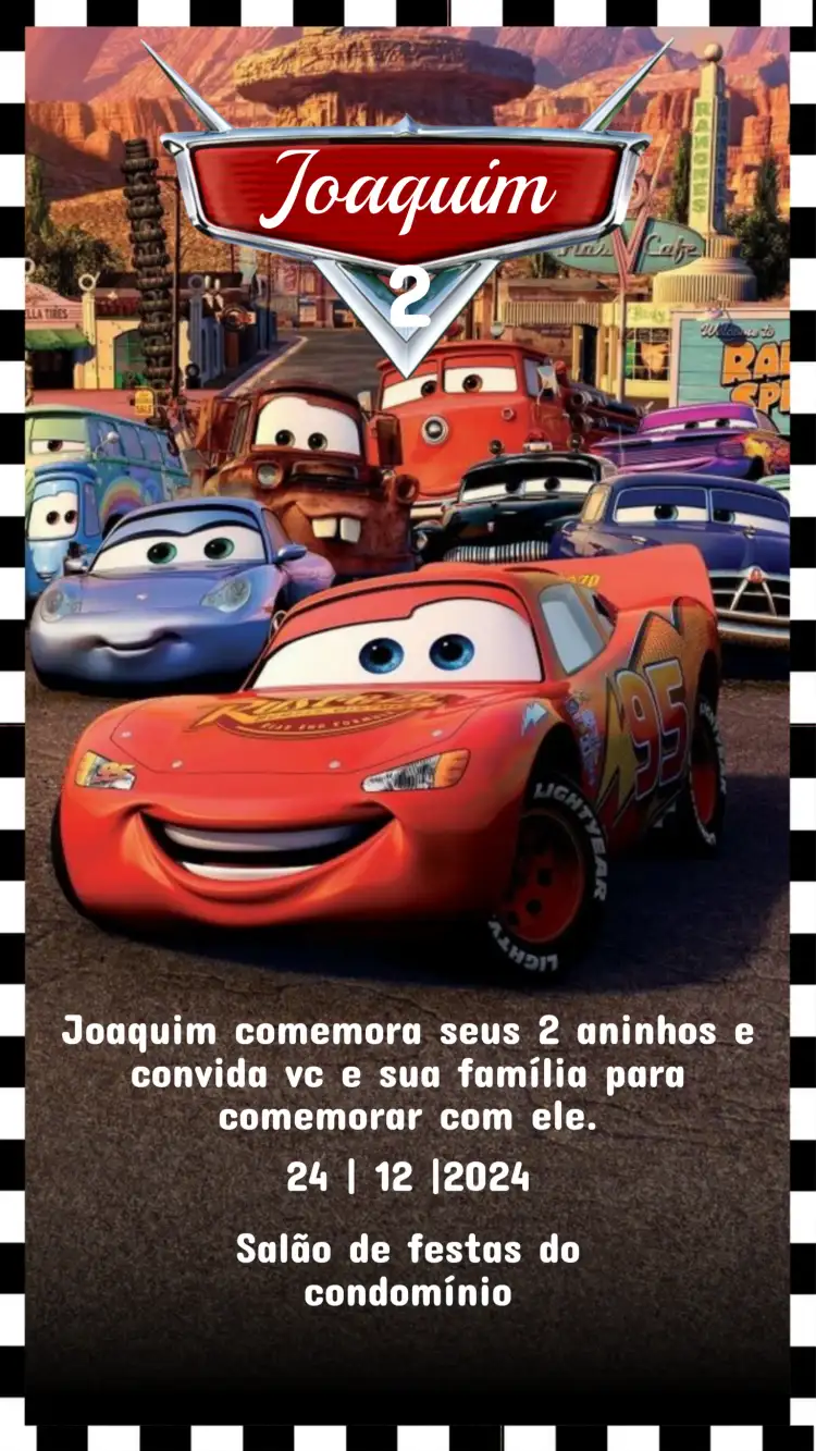 Convite Aniversário CARROS