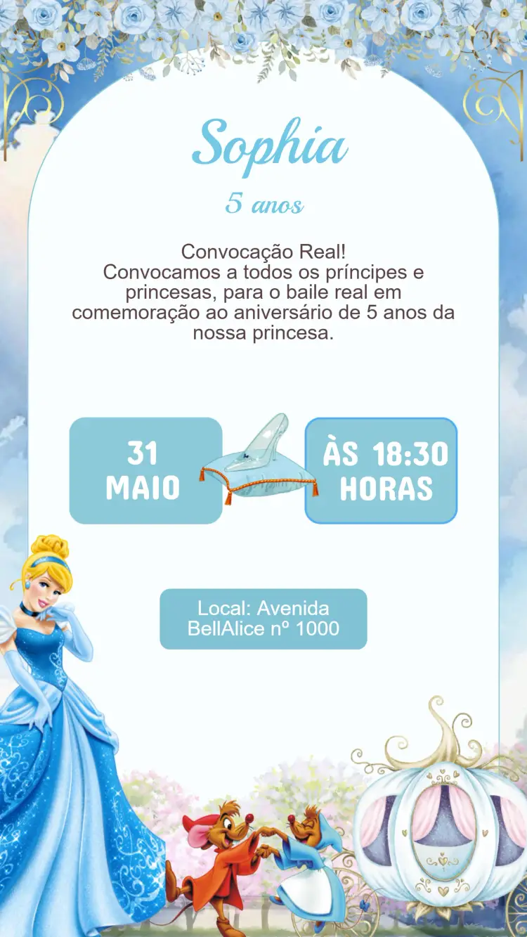 Convite Aniversário Cinderela