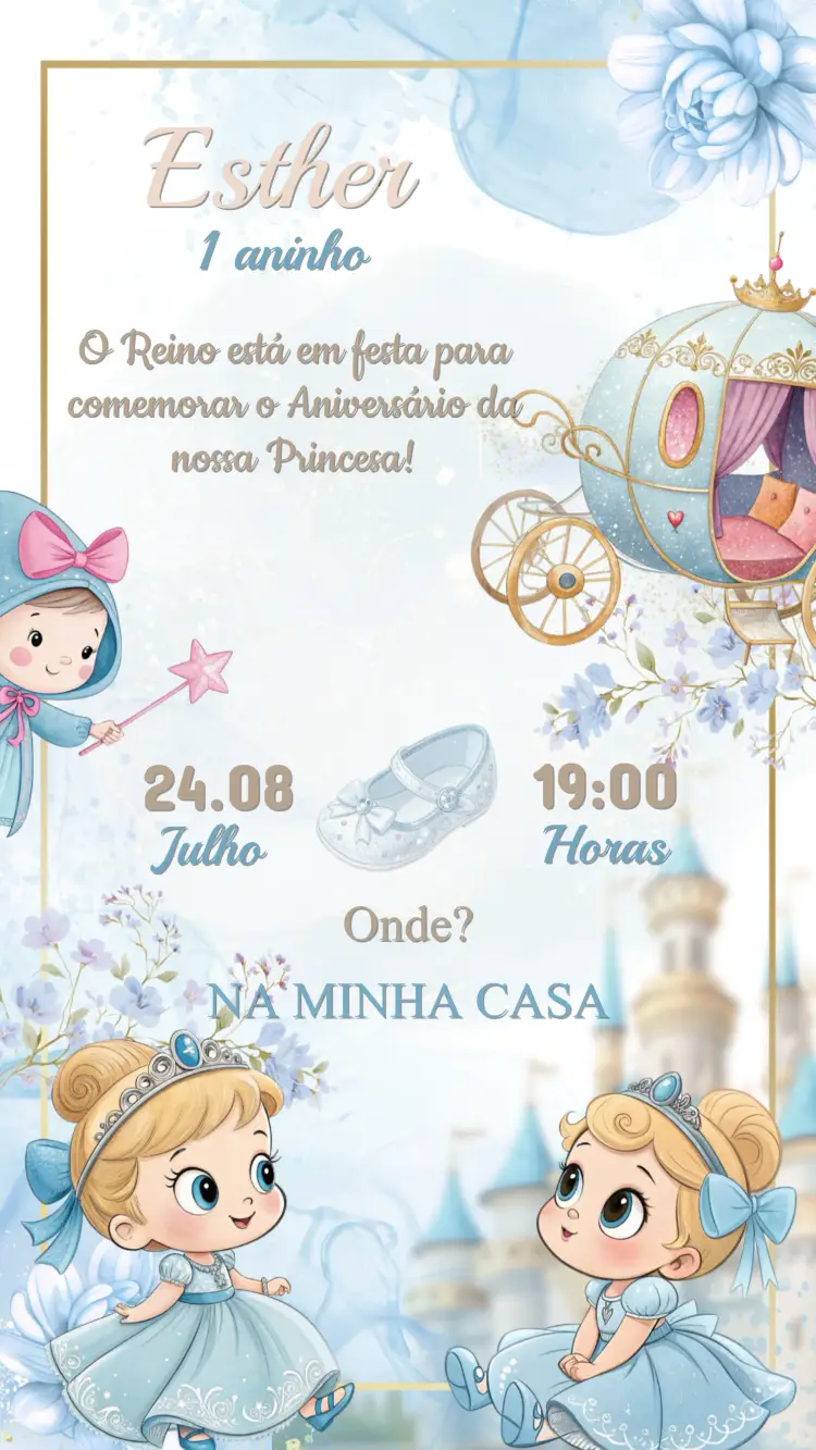 Convite Aniversário Cinderela