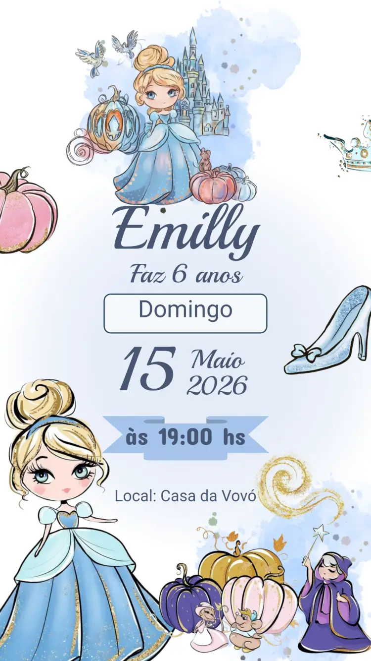 Convite Aniversário Cinderela