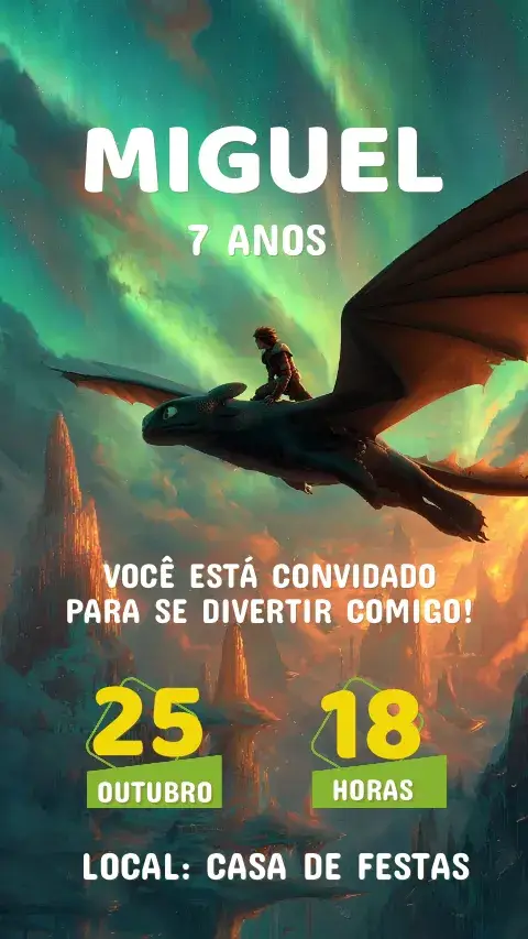 Convite Aniversário Como treinar O seu dragão