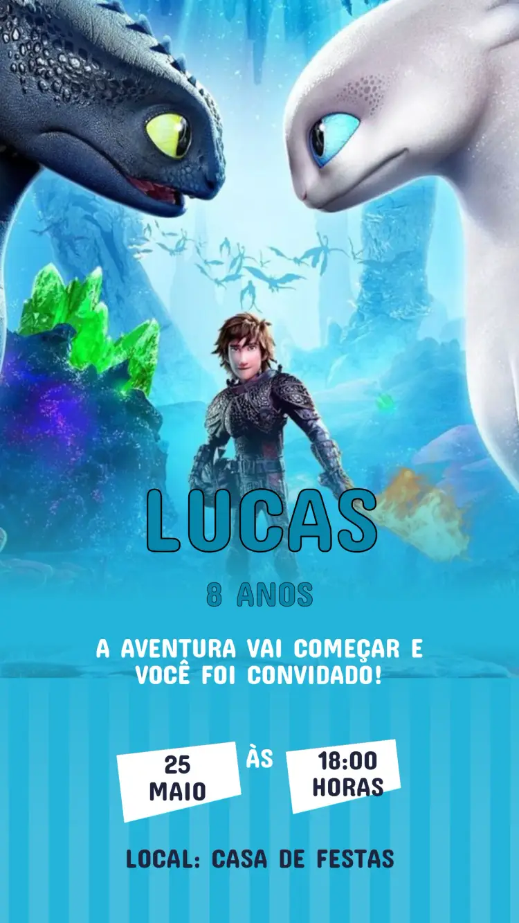 Convite Aniversário Como treinar O seu dragão