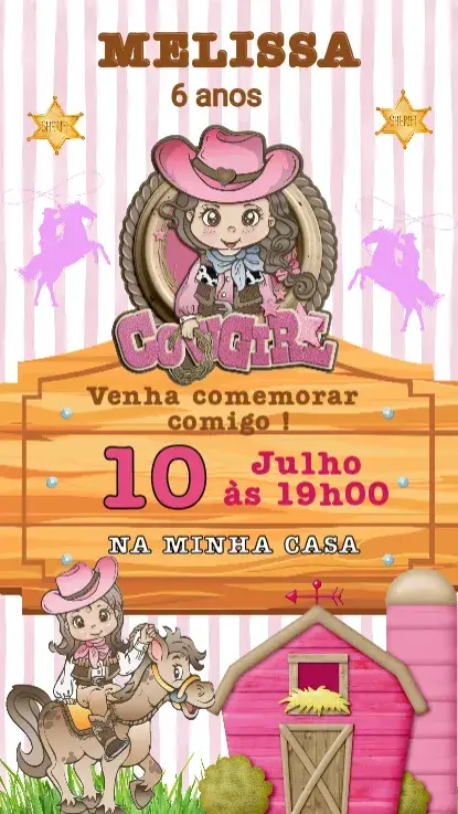 Convite Aniversário Cowgirl
