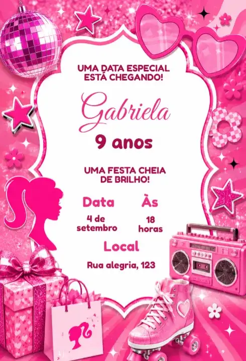 Convite aniversário da barbie