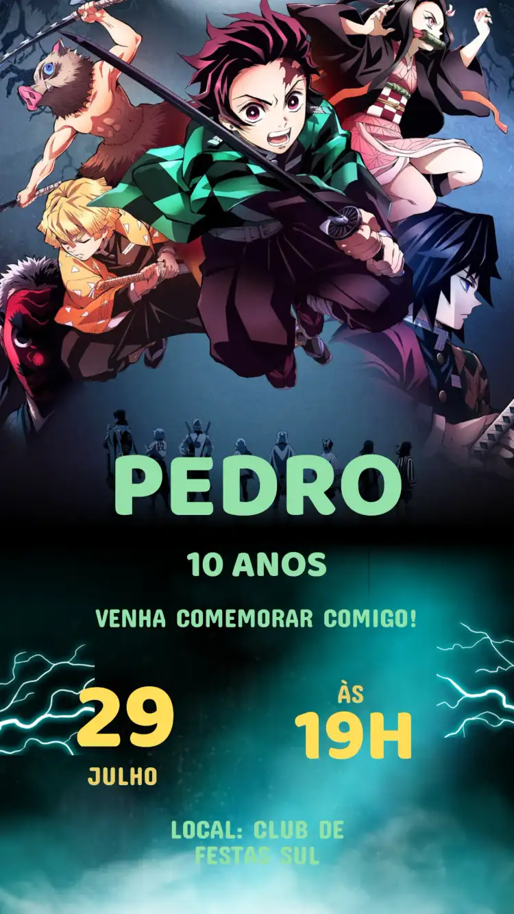 Convite Aniversário Damon Slayer