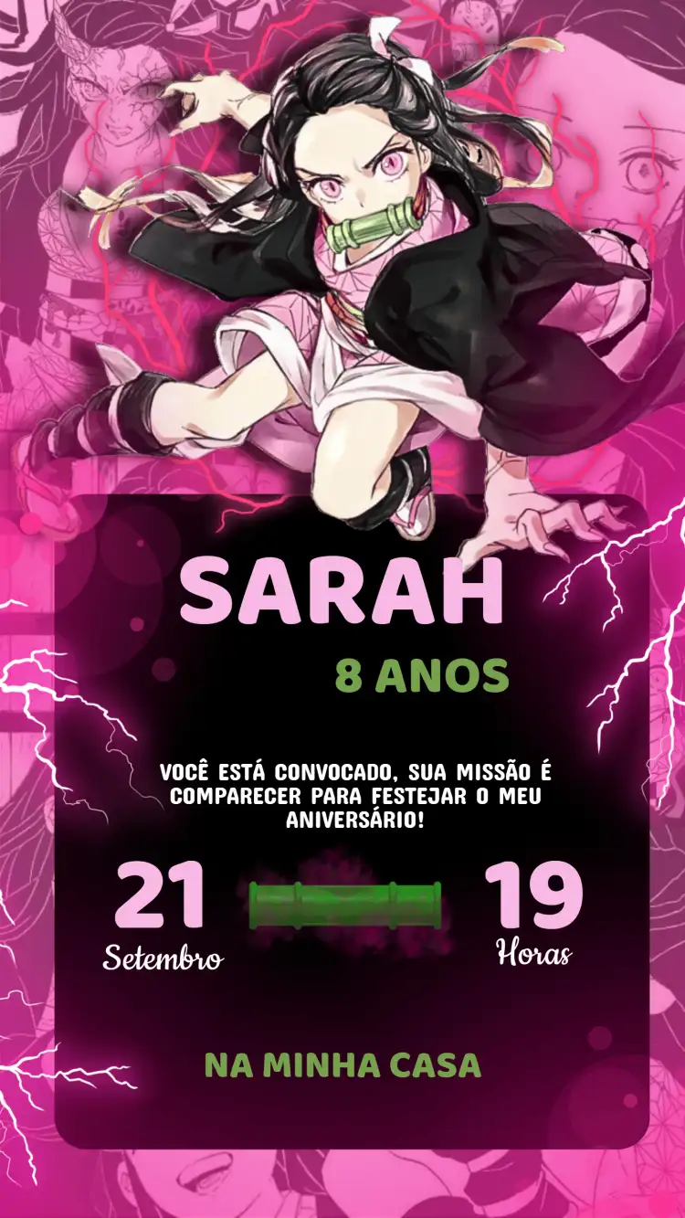 Convite Aniversário Damon Slayer