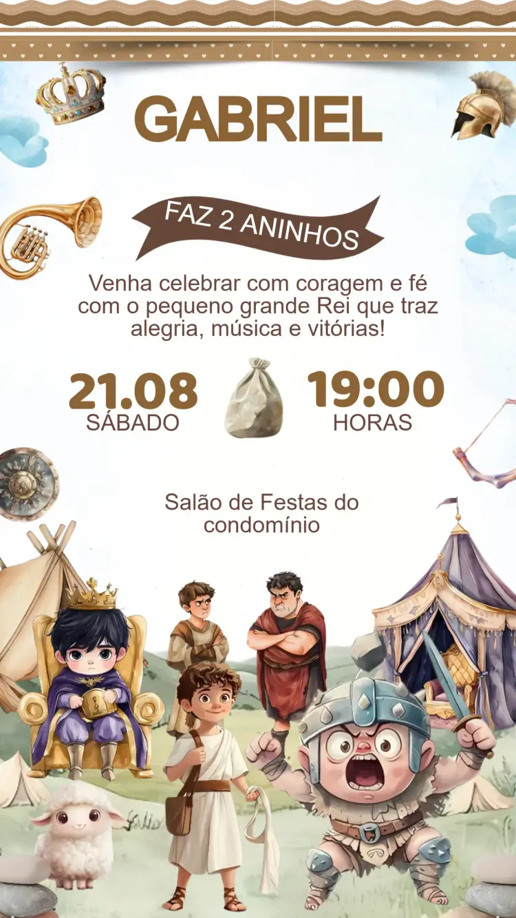 Convite Aniversário Davi e Golias