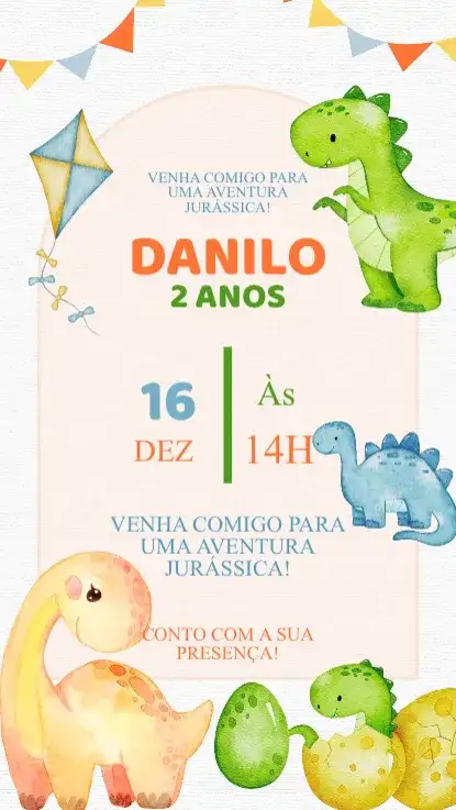 Convite Aniversário Dino Baby