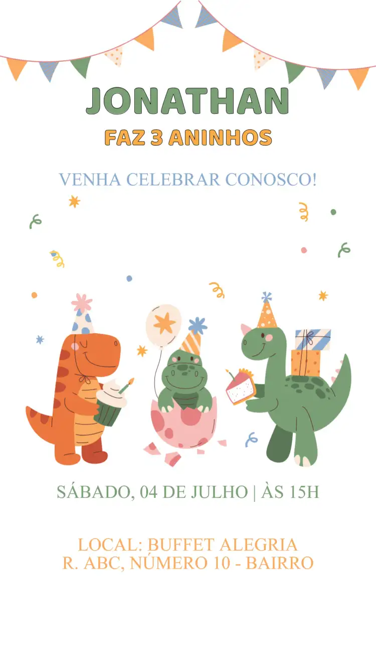 Convite Aniversário Dino Party