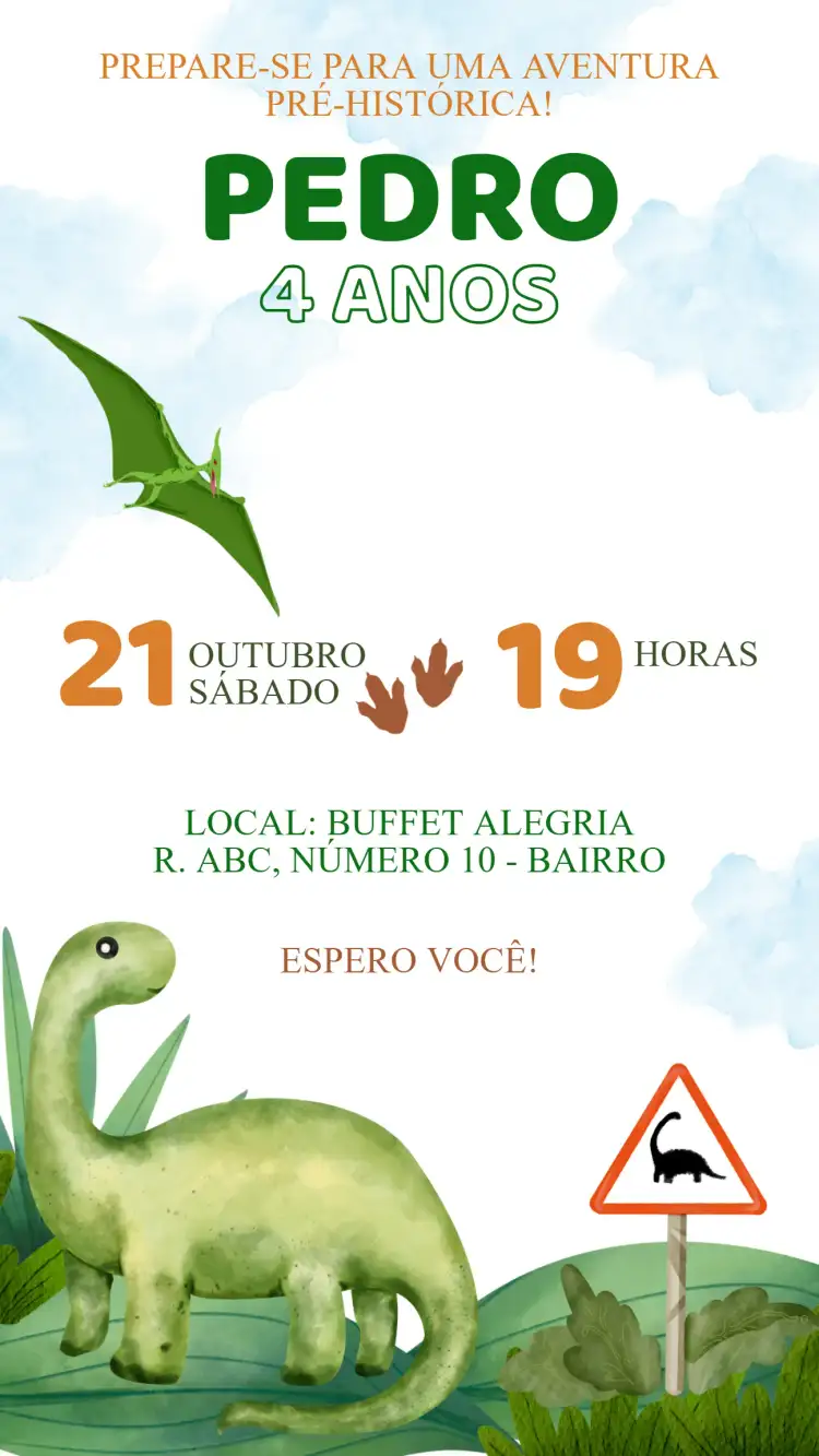 Convite Aniversário Dinossauro