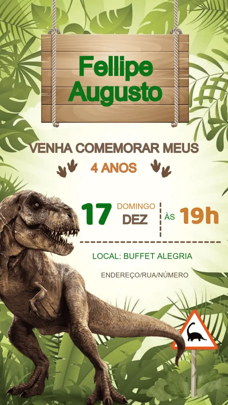 Convite Aniversário Dinossauro
