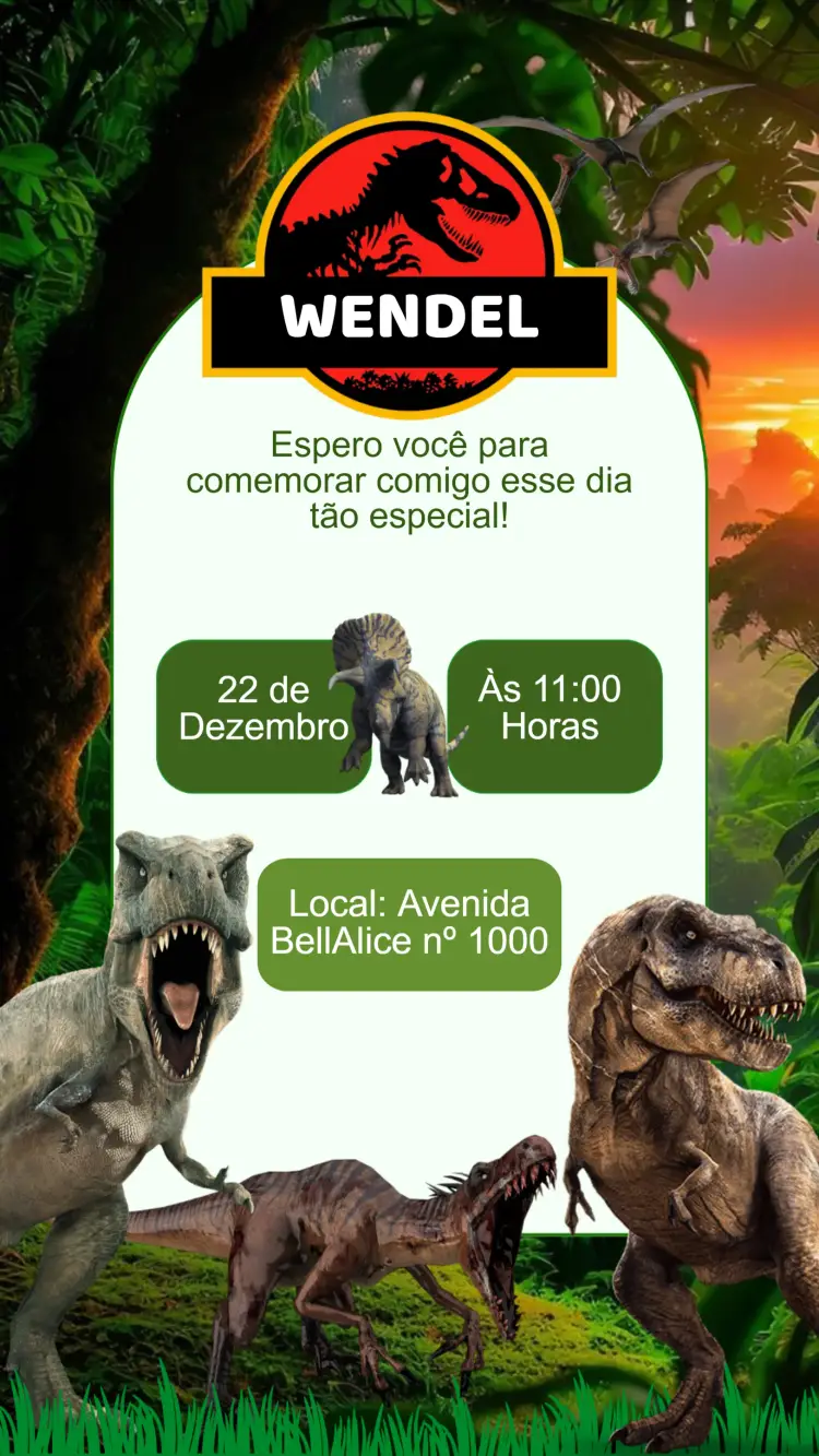 Convite Aniversário Dinossauro
