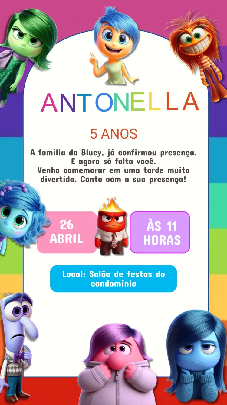 Convite Aniversário Divertidamente