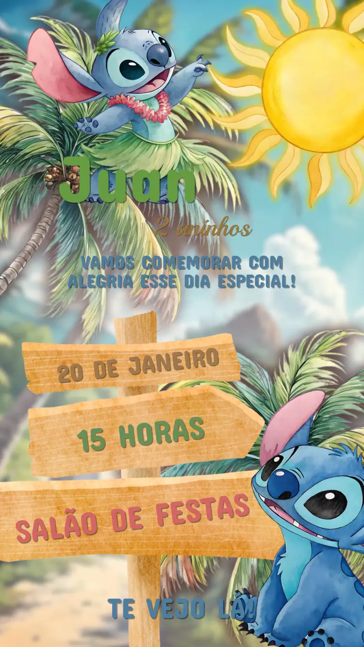 Convite Aniversário do Stitch