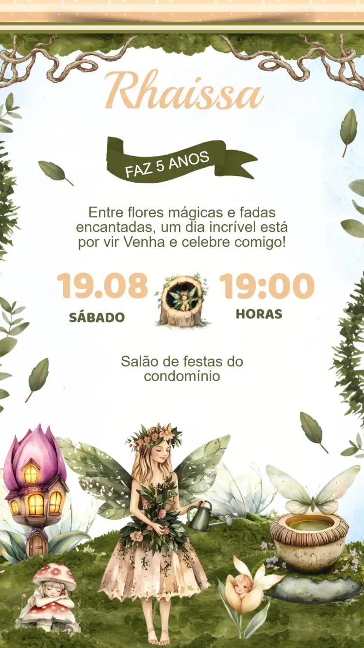 Convite Aniversário Fadas