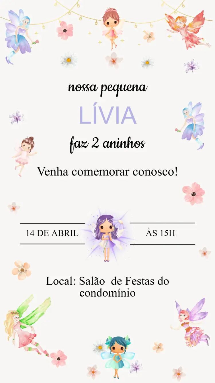 Convite Aniversário Fadinhas