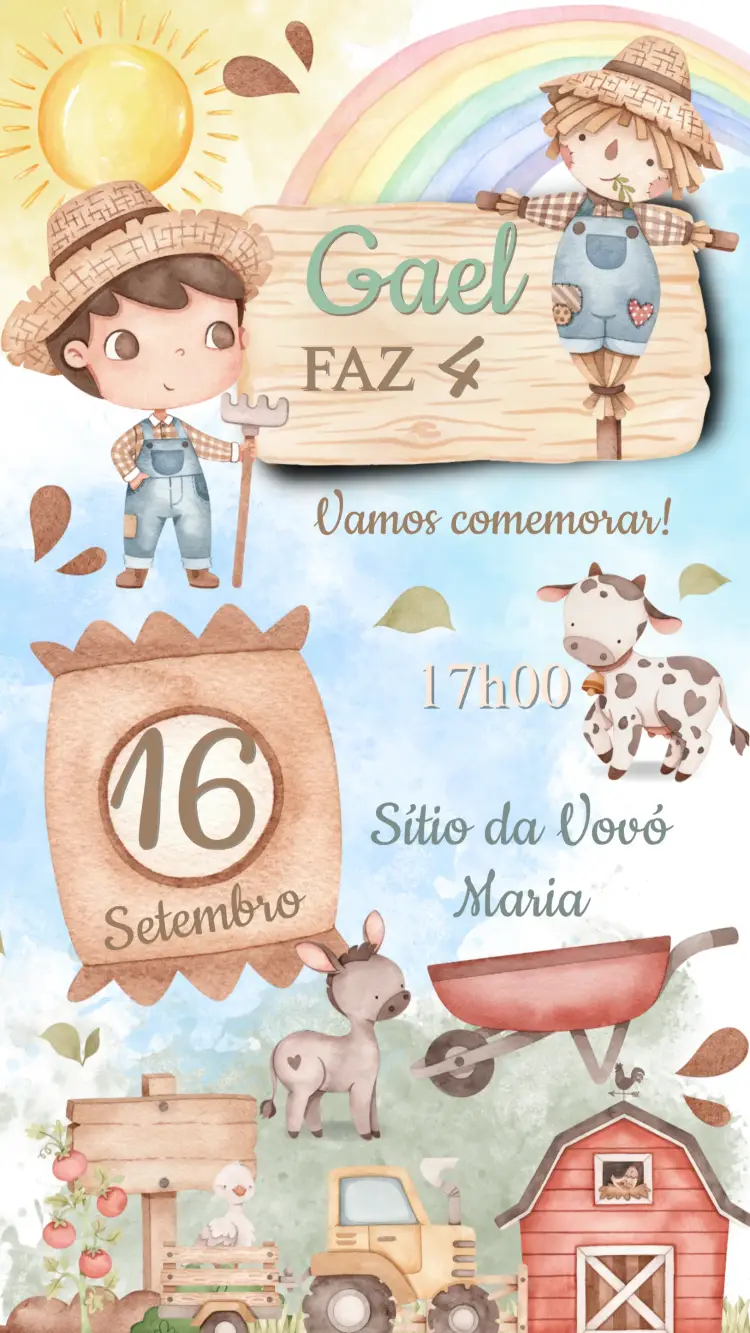 Convite Aniversário Fazendinha