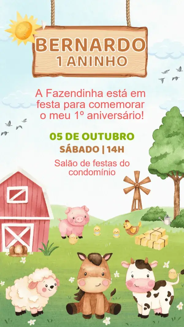 Convite Aniversário Fazendinha