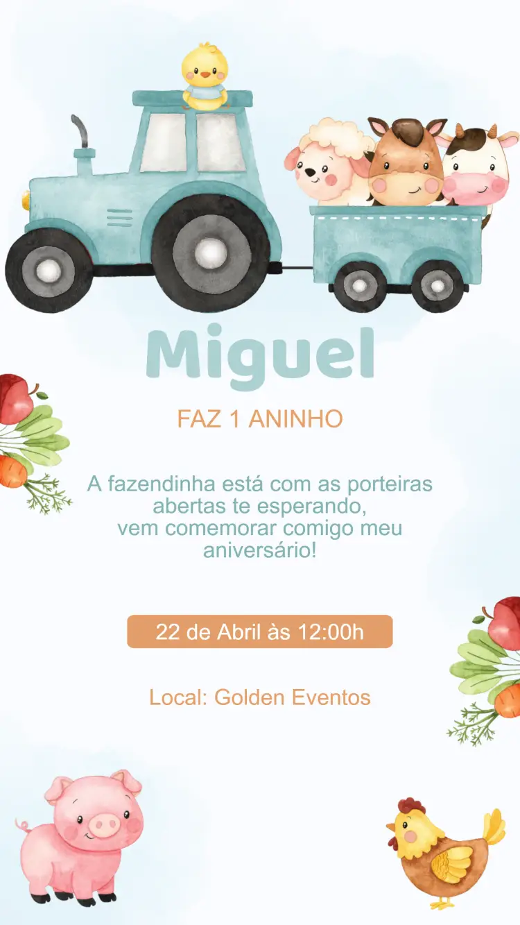 Convite Aniversário Fazendinha
