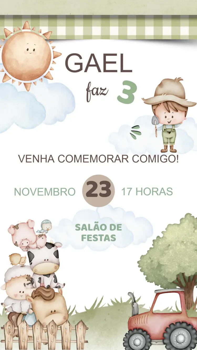 Convite Aniversário Fazendinha